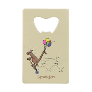 Australian humour kangaroo cartoon illustration credit card bottle opener