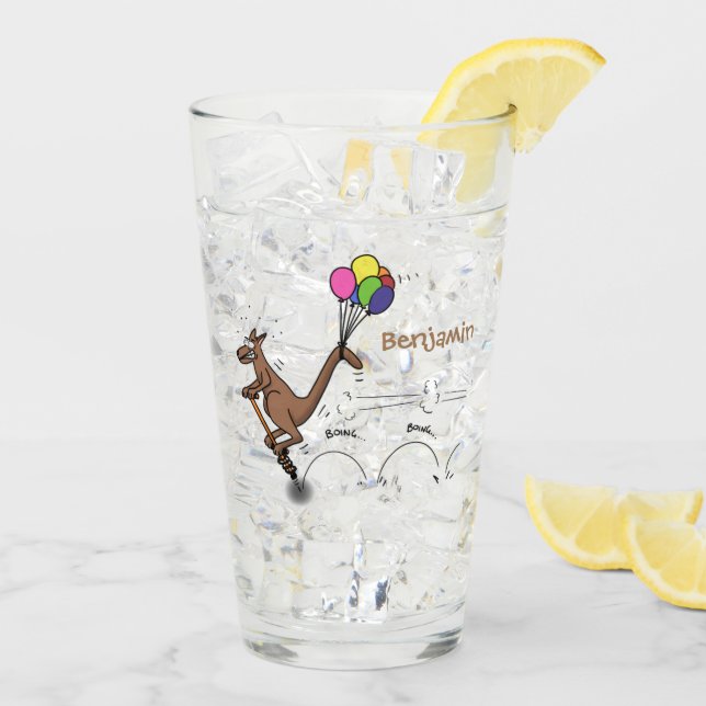 Australian humour kangaroo cartoon illustration glass (Back Ice)