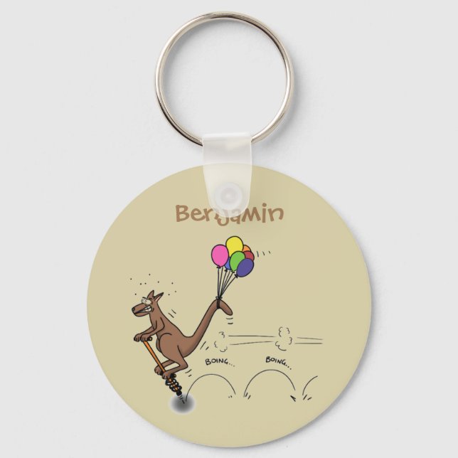 Australian humour kangaroo cartoon illustration keychain (Front)