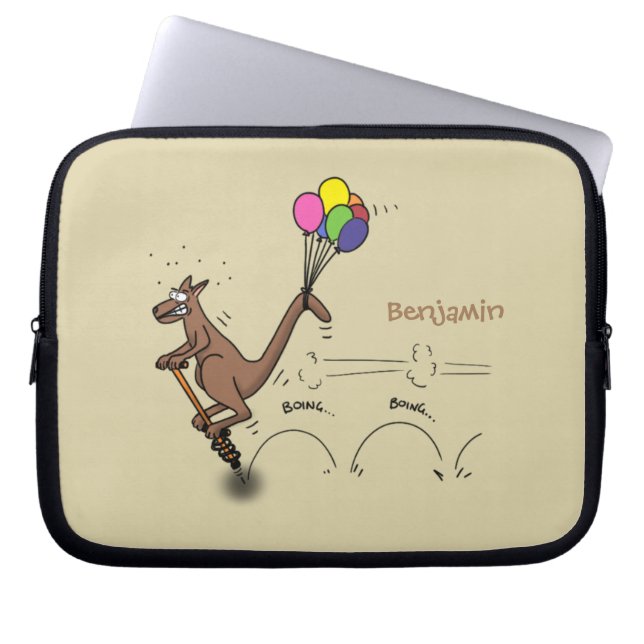 Australian humour kangaroo cartoon illustration laptop sleeve (Front)