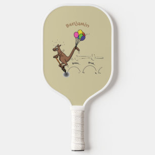 Australian humour kangaroo cartoon illustration pickleball paddle