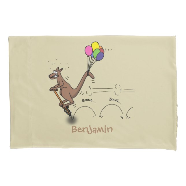 Australian humour kangaroo cartoon illustration  pillowcase (Front)