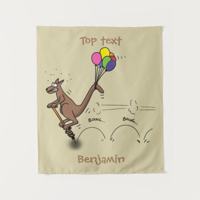 Australian humour kangaroo cartoon illustration tapestry (Front)