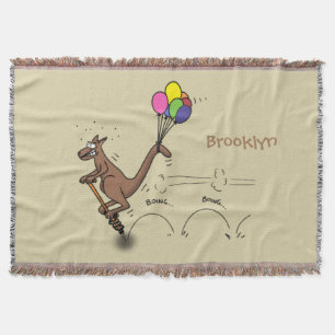 Australian humour kangaroo cartoon illustration throw blanket