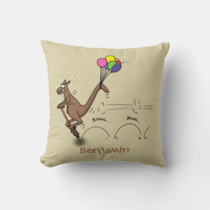 Australian humour kangaroo cartoon illustration throw pillow