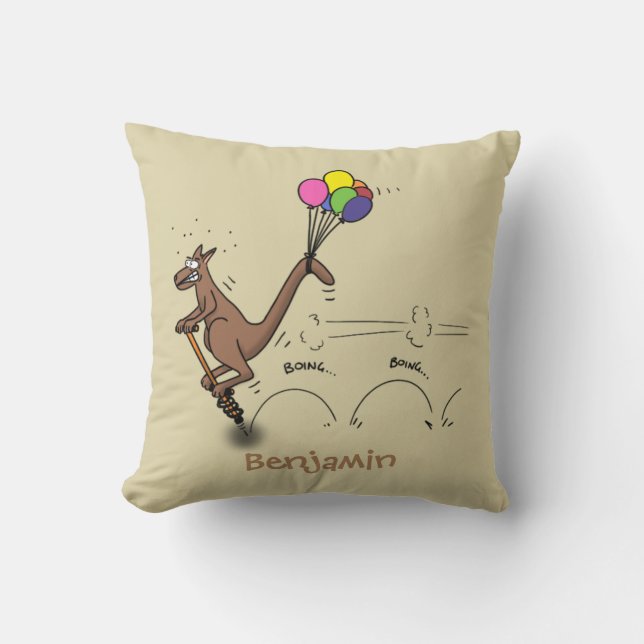 Australian humour kangaroo cartoon illustration  throw pillow (Front)