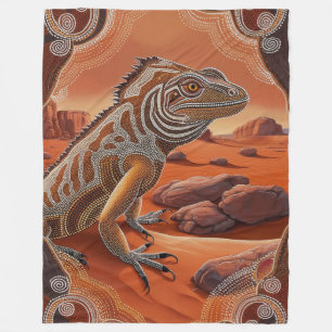 Australian Iguana Lizard Wildlife Scene Fleece Blanket