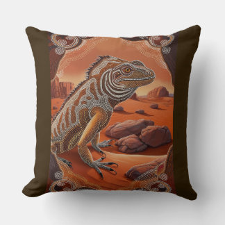 Australian Iguana Lizard Wildlife Scene Throw Pillow