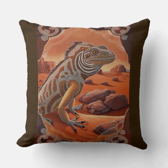 Australian Iguana Lizard Wildlife Scene Throw Pillow (Front)