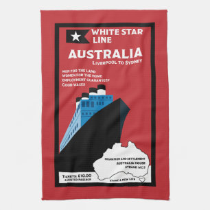 Australian Immigration Vintage Art Kitchen Towel