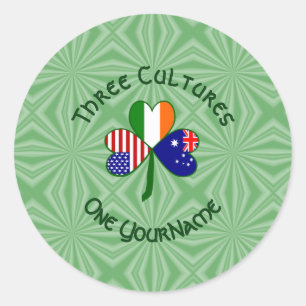 Australian Irish American Shamrock Personalized  Classic Round Sticker