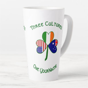 Australian Irish American Shamrock Personalized Latte Mug