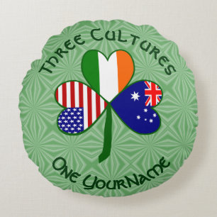 Australian Irish American Shamrock Personalized Round Pillow