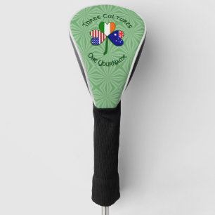 Australian Irish USA Flags Shamrock Personalized  Golf Head Cover