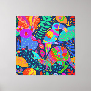 Australian Jungle Parrot Kangaroo Koala Canvas Print