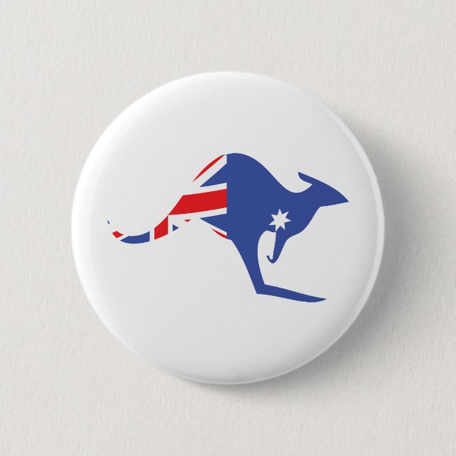 australian kangaroo 2 inch round button (Front)