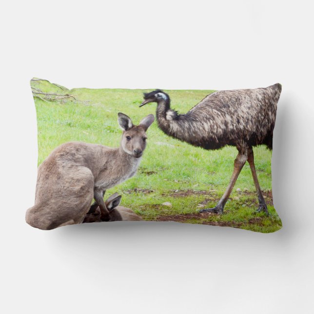 Australian Kangaroo And Emu, Lumbar Cushion (Front)