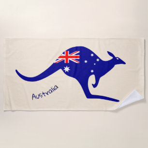 AUSTRALIAN KANGAROO - AUSTRALIAN FLAG BEACH TOWEL