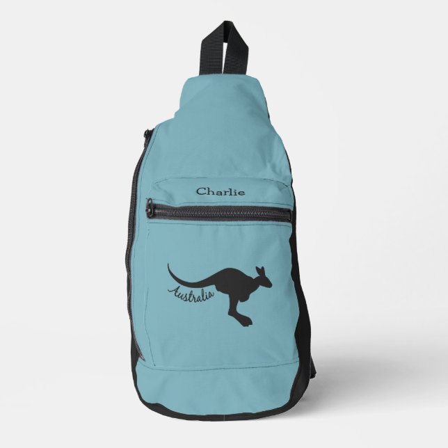 Australian Kangaroo Custom Name & Colour Sling Bag (Front)