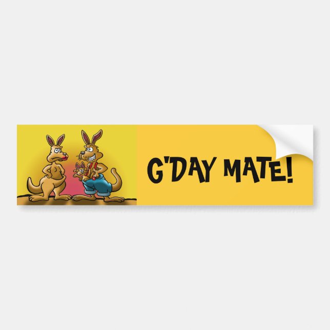 AUSTRALIAN KANGAROO GREETING BUMPER STICKER (Front)