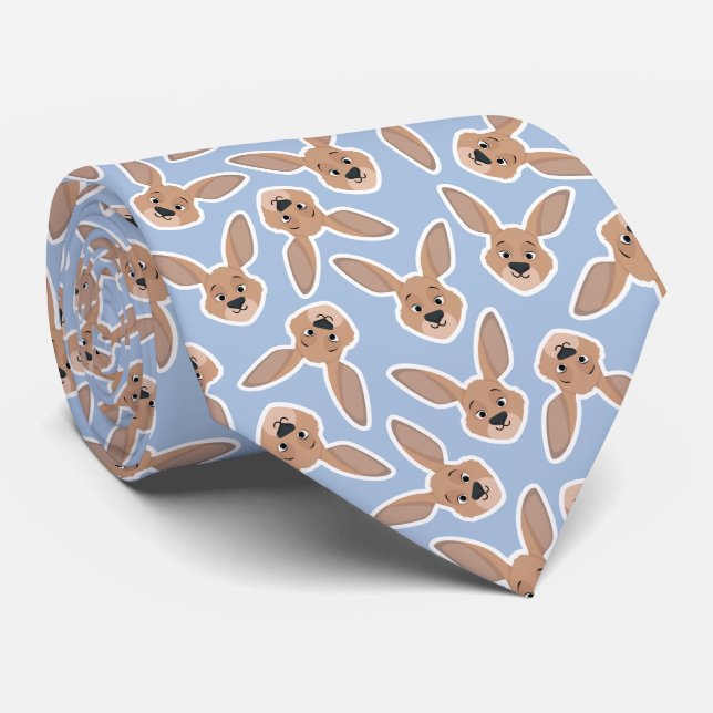 Australian Kangaroo Head Seamless Pattern Tie (Rolled)