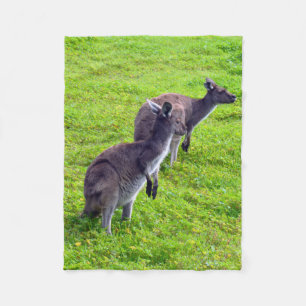 Australian Kangaroos On Grass Small Fleece Blanket