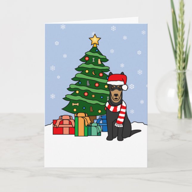 Australian Kelpie and Christmas Tree Holiday Card (Front)