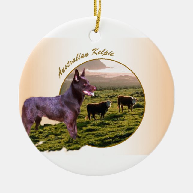 Australian Kelpie Art Gifts Ceramic Ornament (Front)