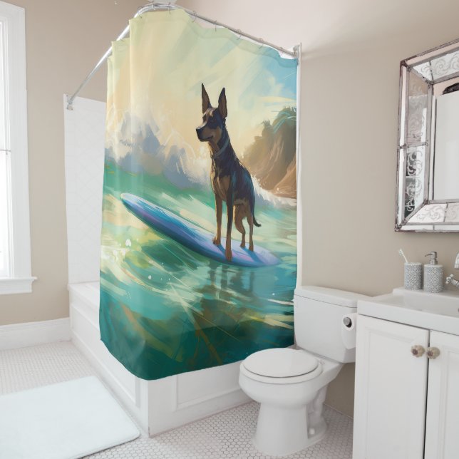 Australian Kelpie Beach Surfing Painting (In Situ)