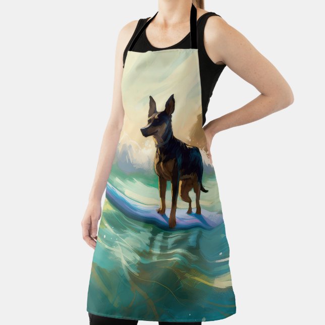 Australian Kelpie Beach Surfing Painting Apron (Insitu)