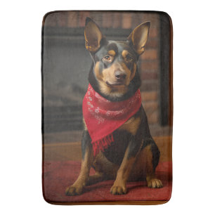 Australian Kelpie by the Fireplace Christmas Bath Mat