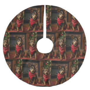 Australian Kelpie by the Fireplace Christmas Brushed Polyester Tree Skirt