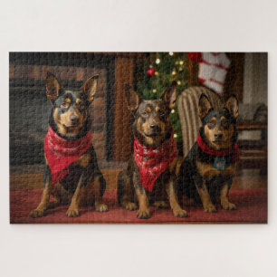Australian Kelpie by the Fireplace Christmas Jigsaw Puzzle