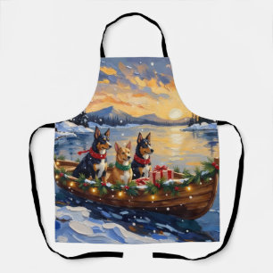 Australian Kelpie Christmas Boat Holiday Apron