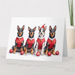 Australian Kelpie Christmas Dress Santa Hat Card