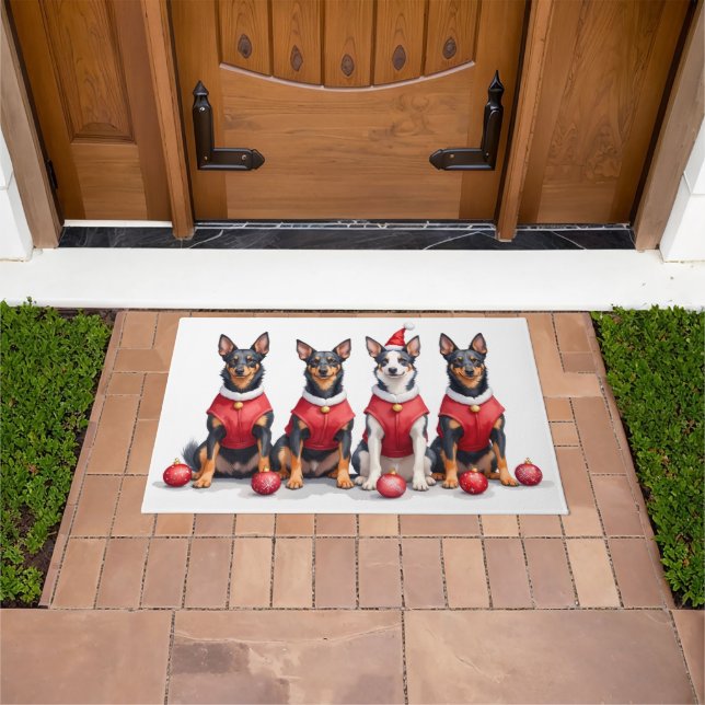 Australian Kelpie Christmas Dress Santa Hat Doormat (Outdoor)