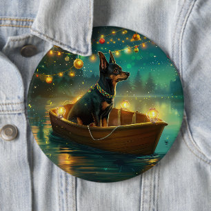Australian Kelpie Christmas Festive Voyage 6 Inch Round Button