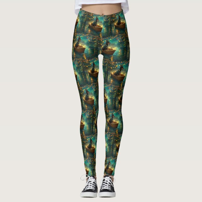 Australian Kelpie Christmas Festive Voyage Leggings (Front)