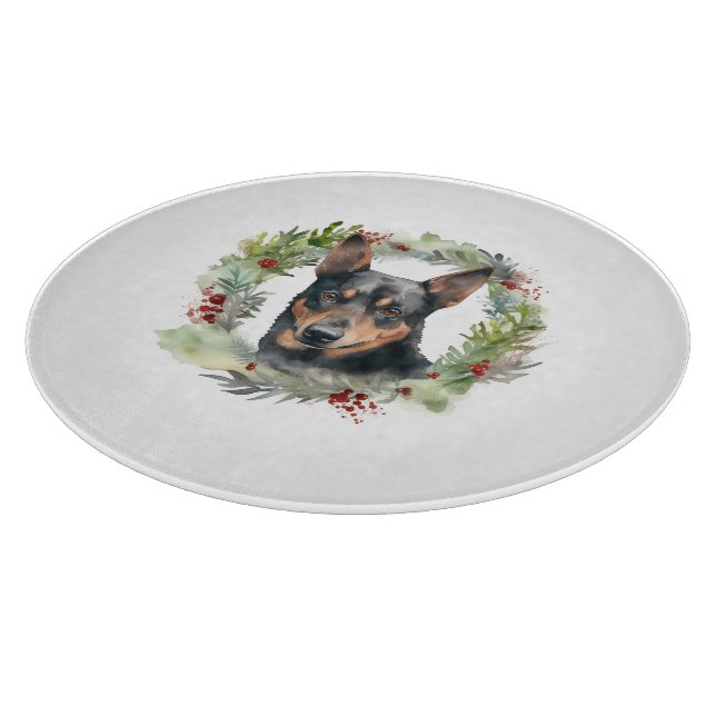 Australian Kelpie Christmas Wreath Festive Pup  Cutting Board (Corner)