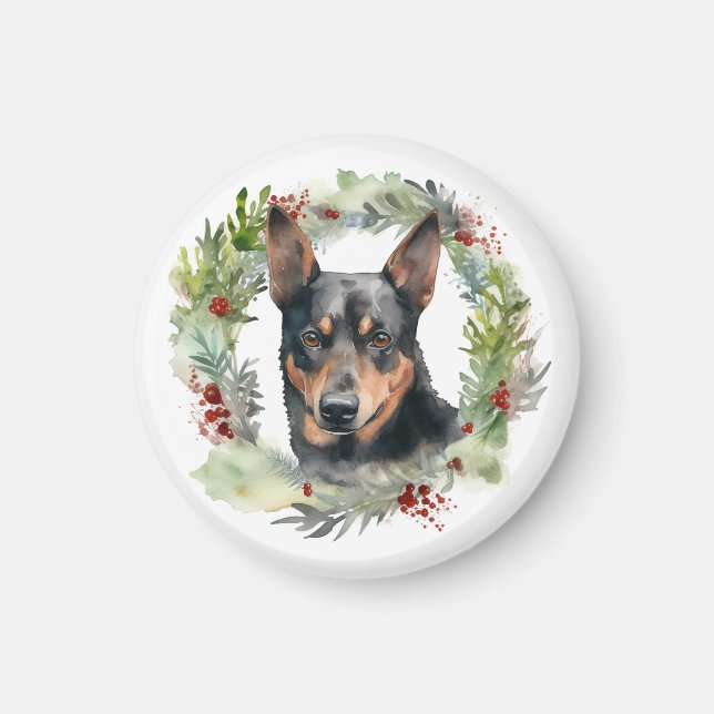 Australian Kelpie Christmas Wreath Festive Pup  Magnet (Front)