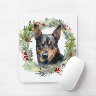 Australian Kelpie Christmas Wreath Festive Pup Mouse Pad