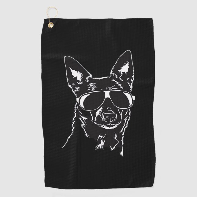 Australian Kelpie cool dog sunglasses Classic T-Sh Golf Towel (Front)