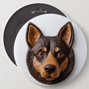 Australian Kelpie Dog 3D Inspired 6 Inch Round Button