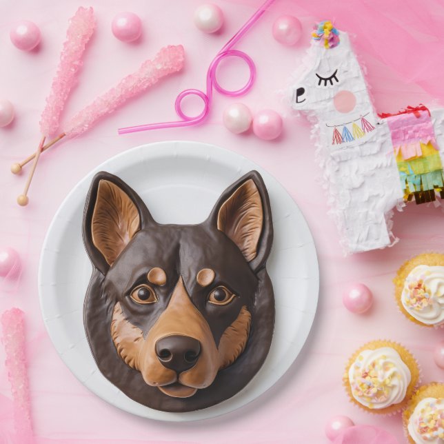 Australian Kelpie Dog 3D Inspired Paper Plate (Party)