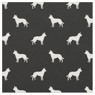 Australian Kelpie dog black silhouette Fabric