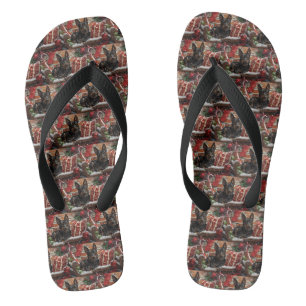 Australian Kelpie Dog Christmas Festive Flip Flops