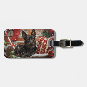 Australian Kelpie Dog Christmas Festive  Luggage Tag