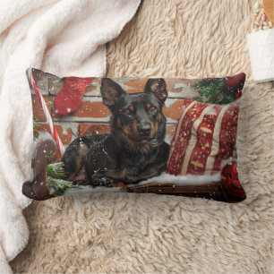 Australian Kelpie Dog Christmas Festive Lumbar Pillow