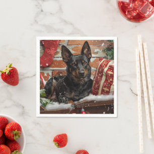 Australian Kelpie Dog Christmas Festive  Napkin
