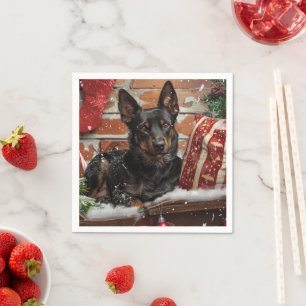 Australian Kelpie Dog Christmas Festive Napkin